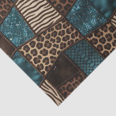 Patchwork Afrikaans Dierenprint | Bruin & Turquois Tissuepapier (Detail)