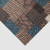 Patchwork Afrikaans Dierenprint | Bruin & Turquois Tissuepapier (Detail)