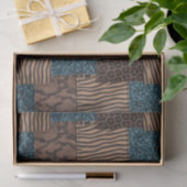 Patchwork Afrikaans Dierenprint | Bruin & Turquois Tissuepapier (Geschenk)