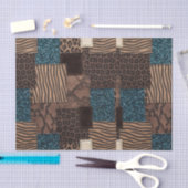 Patchwork Afrikaans Dierenprint | Bruin & Turquois Tissuepapier (Craft)