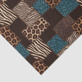 Patchwork Afrikaans Dierenprint | Bruin & Turquois Tissuepapier (Detail)