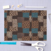 Patchwork Afrikaans Dierenprint | Bruin & Turquois Tissuepapier (Craft)
