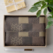 Patchwork Afrikaanse Dierenprint | Bruin & Goud Tissuepapier (Geschenk)