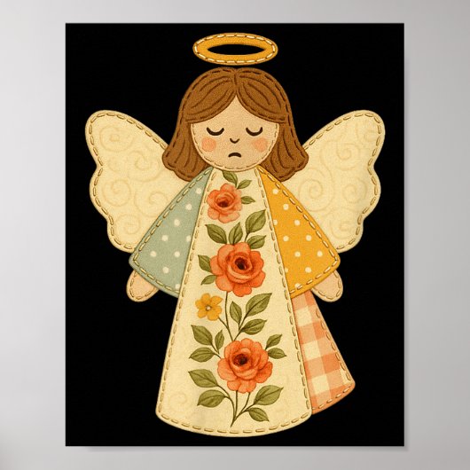 Patchwork Angel Cozy Christmas & Christian Des Poster (Voorkant)