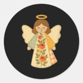 Patchwork Angel Cozy Christmas & Christian Des Ronde Sticker (Voorkant)