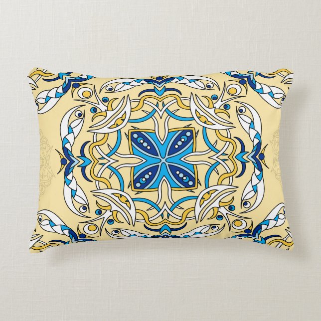 Patchwork Arabische Bloemen  Textuur Accent Kussen (Voorkant)