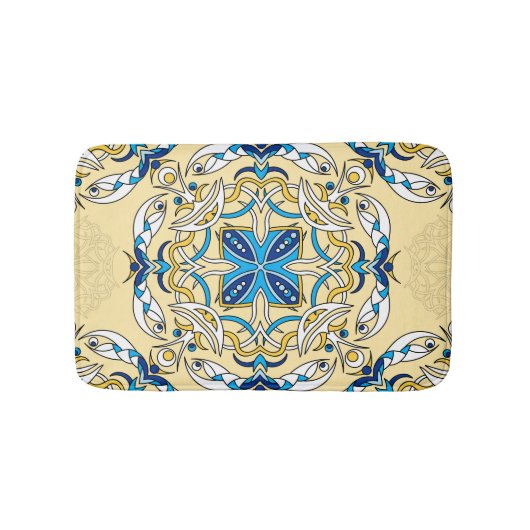 Patchwork Arabische Bloemen Textuur Badmat (Voorkant)