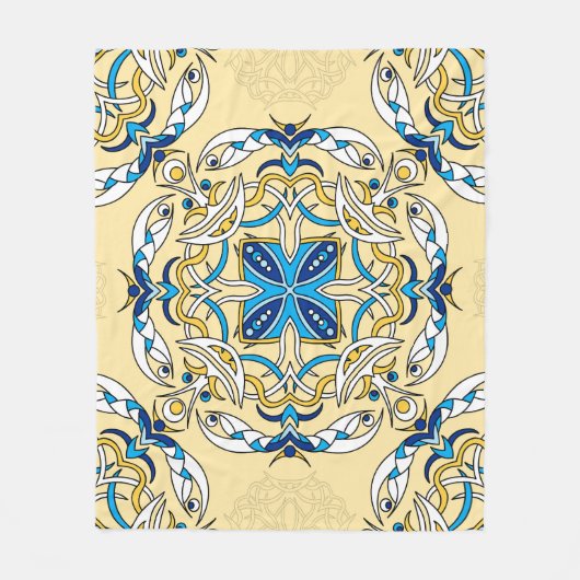 Patchwork Arabische Bloemen Textuur Fleece Deken (Voorkant)