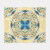 Patchwork Arabische Bloemen Textuur Fleece Deken (Voorkant (Horizontaal))