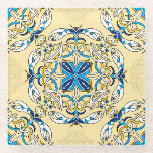 Patchwork Arabische Bloemen Textuur Glazen Onderzetter