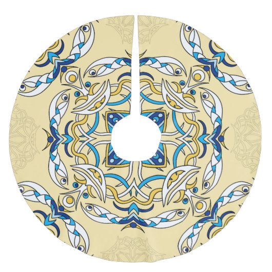 Patchwork Arabische Bloemen Textuur Kerstboom Rok (Voorkant)