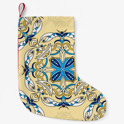 Patchwork Arabische Bloemen Textuur Kleine Kerstsok (Voorkant)