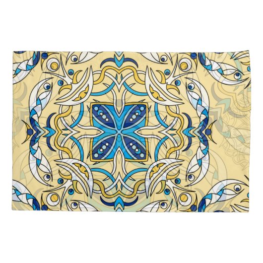 Patchwork Arabische Bloemen Textuur Kussensloop (Achterkant)