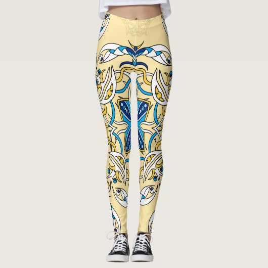 Patchwork Arabische Bloemen  Textuur Leggings (Voorkant)