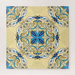 Patchwork Arabische Bloemen Textuur Legpuzzel