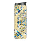 Patchwork Arabische Bloemen Textuur Thermosbeker (Gedraaid links)
