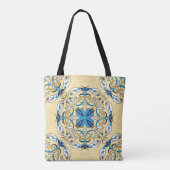 Patchwork Arabische Bloemen Textuur Tote Bag (Achterkant)