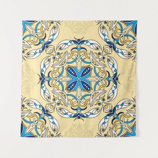Patchwork Arabische Bloemen  Textuur Wandkleed (Voorkant)