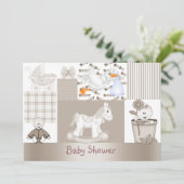 PATCHWORK BABY SHOWER INVITATIE KAART (Staand voorkant)
