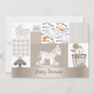 PATCHWORK BABY SHOWER INVITATIE KAART