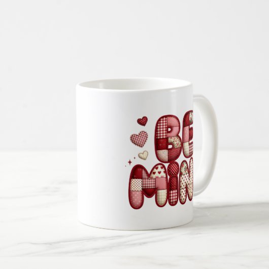 Patchwork "Be Mine" Valentine's  Mug Koffiemok (Voorkant rechts)