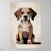 Patchwork Beagle - Geometrische Hond Poster (Voorkant)