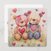 Patchwork Beren Valentijn Feestdagenkaart (Voorkant / Achterkant)