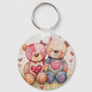 Patchwork Beren Valentijn Sleutelhanger