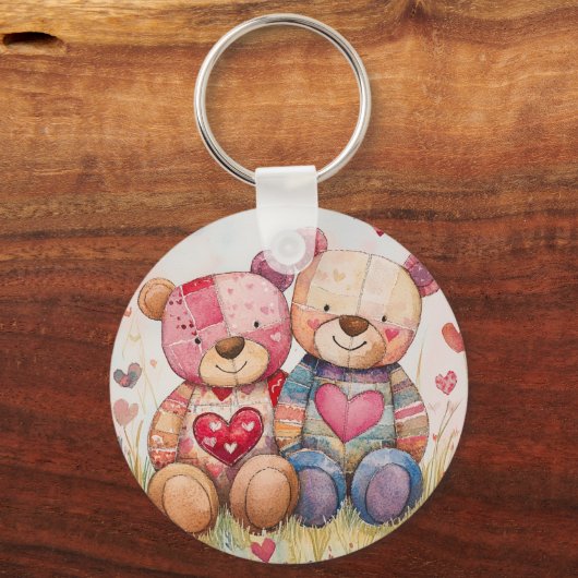 Patchwork Beren Valentijn Sleutelhanger (Voorkant)