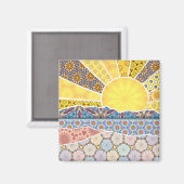 Patchwork Berg Zonsopgang Magneet (Voorkant / Achterkant)
