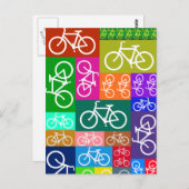 Patchwork Bicycles Art Briefkaart (Voorkant / Achterkant)