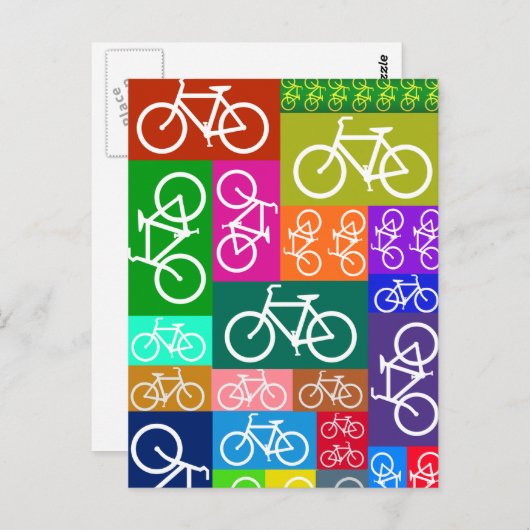 Patchwork Bicycles Art Briefkaart (Voorkant / Achterkant)