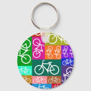 Patchwork Bicycles Art Sleutelhanger