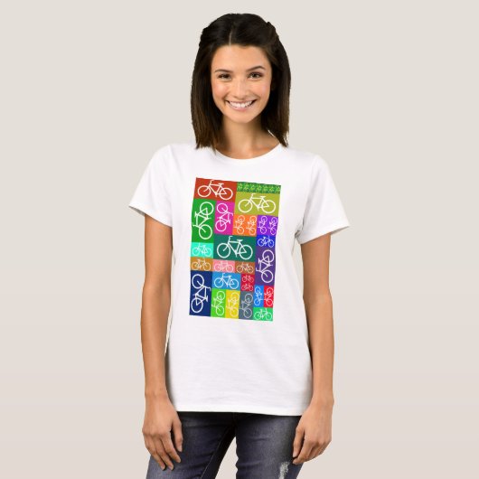 Patchwork Bicycles Art T-shirt (Voorkant volledig)