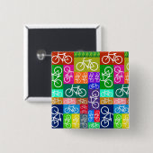 Patchwork Bicycles Art Vierkante Button 5,1 Cm (Voorkant /achterkant)