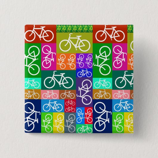 Patchwork Bicycles Art Vierkante Button 5,1 Cm (Voorkant)