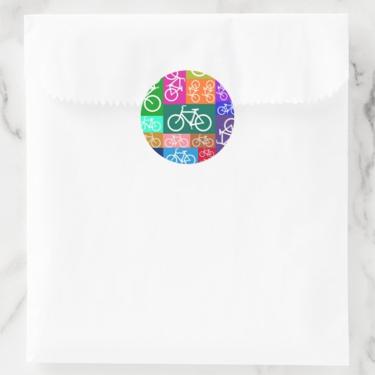Patchwork Bicycles Ronde Sticker (Tas)