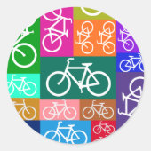 Patchwork Bicycles Ronde Sticker (Voorkant)