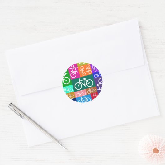 Patchwork Bicycles Ronde Sticker (Envelop)