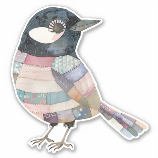 Patchwork Bird Sticker (Voorkant)