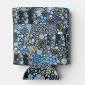 Patchwork Blauwe Bloemen: Naadloze Stof. Blikjeskoeler (Achterkant)