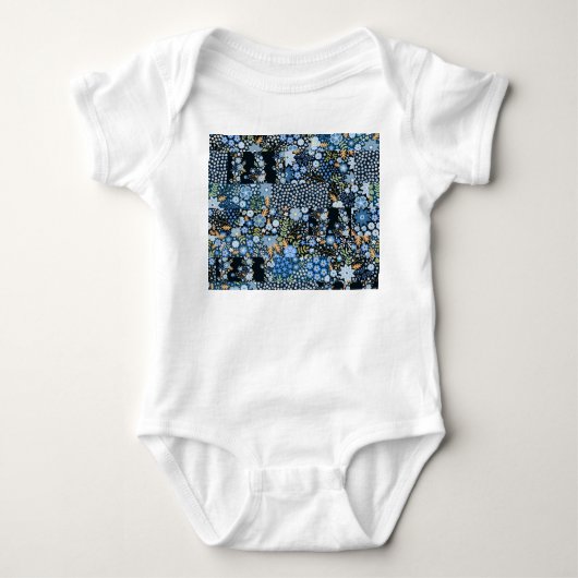 Patchwork Blauwe Bloemen: Naadloze Stof. Romper (Voorkant)