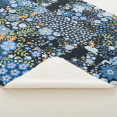 Patchwork Blauwe Bloemen: Naadloze Stof. Sherpa Deken (3/4)