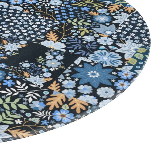 Patchwork Blauwe Bloemen: Naadloze Stof. Snijplank (Hoek)