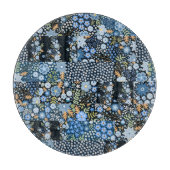Patchwork Blauwe Bloemen: Naadloze Stof. Snijplank (Voorkant)
