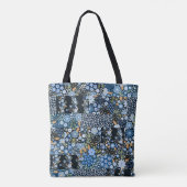 Patchwork Blauwe Bloemen: Naadloze Stof. Tote Bag (Achterkant)