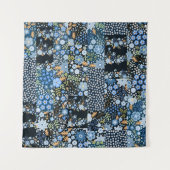 Patchwork Blauwe Bloemen: Naadloze Stof. Wandkleed (Voorkant (horizontaal))