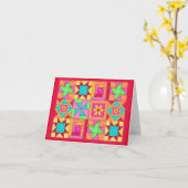 Patchwork Block Quilt Note of Wenskaart Kaart (Gele Bloem)