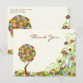 Patchwork Bloem Liefdesboom Bedankkaart Briefkaart (Voorkant / Achterkant)