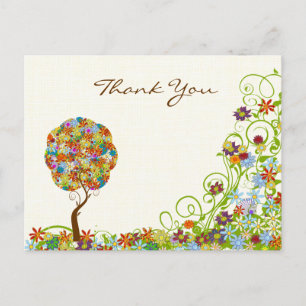 Patchwork Bloem Liefdesboom Bedankkaart Briefkaart